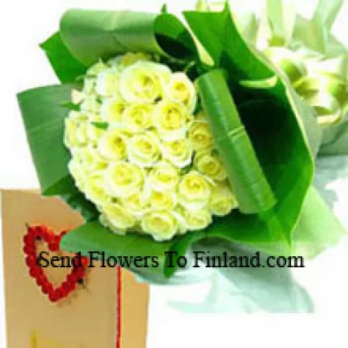 זר של 51 ורדים צהובים עם כרטיס ברכה חינם