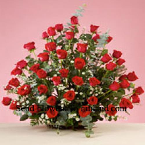 51 Exotic Red Roses Basket