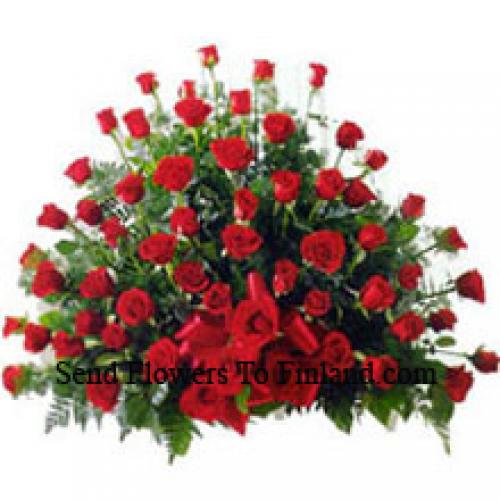 Cute 101 Red Roses Basket