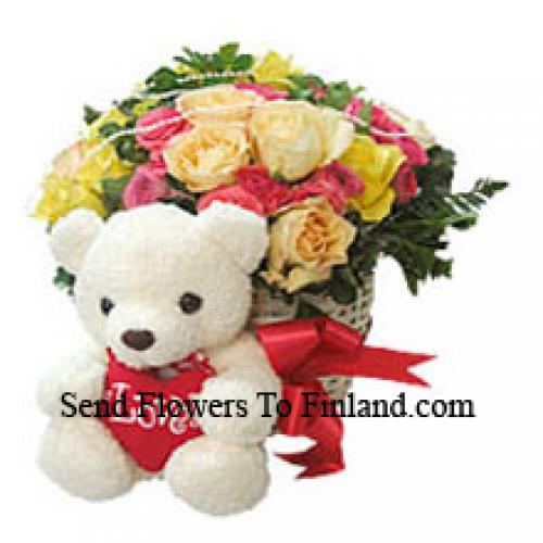 25 Gemischte Rosen mit Teddy