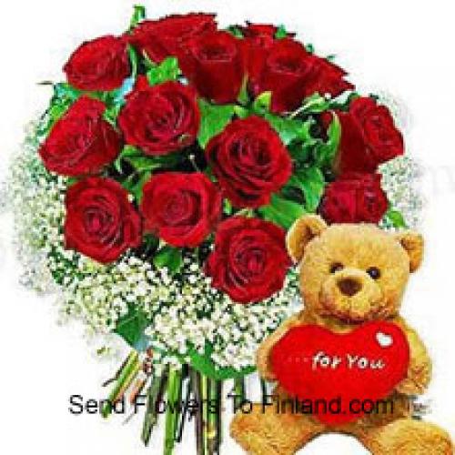 11 Rosas com Urso Carinhoso